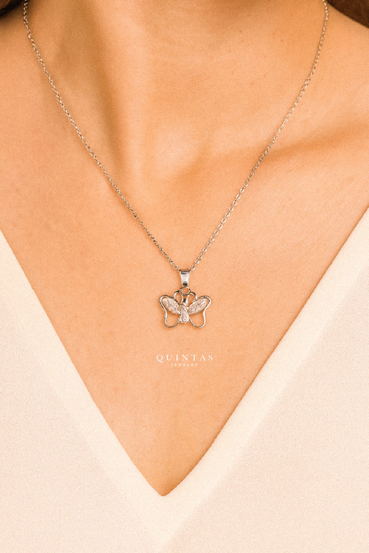 Mariposa Crystal Silver Necklace