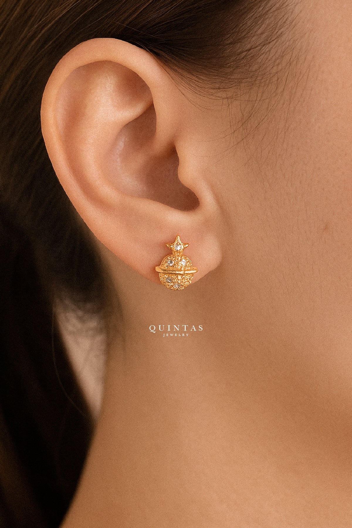 Saturn and Star Stud Earrings