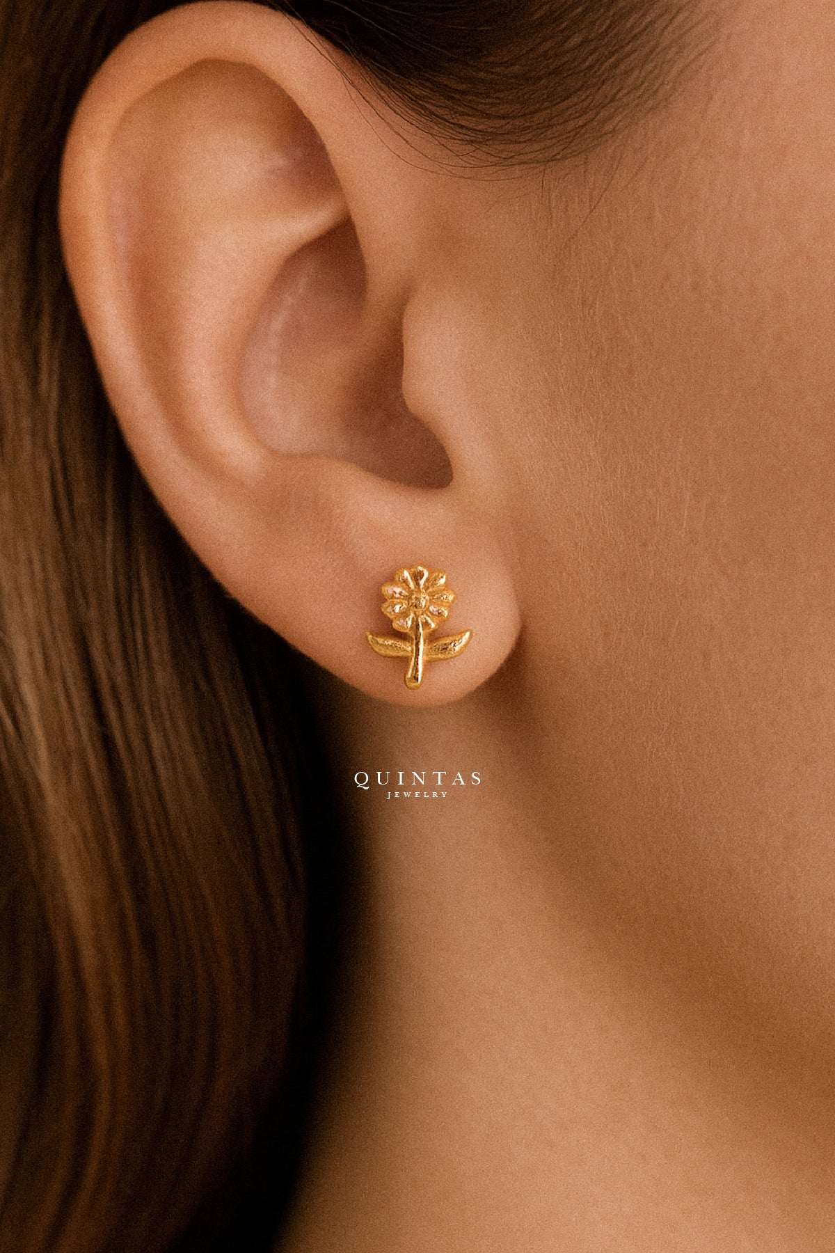 Sunflower Charm Stud Earrings
