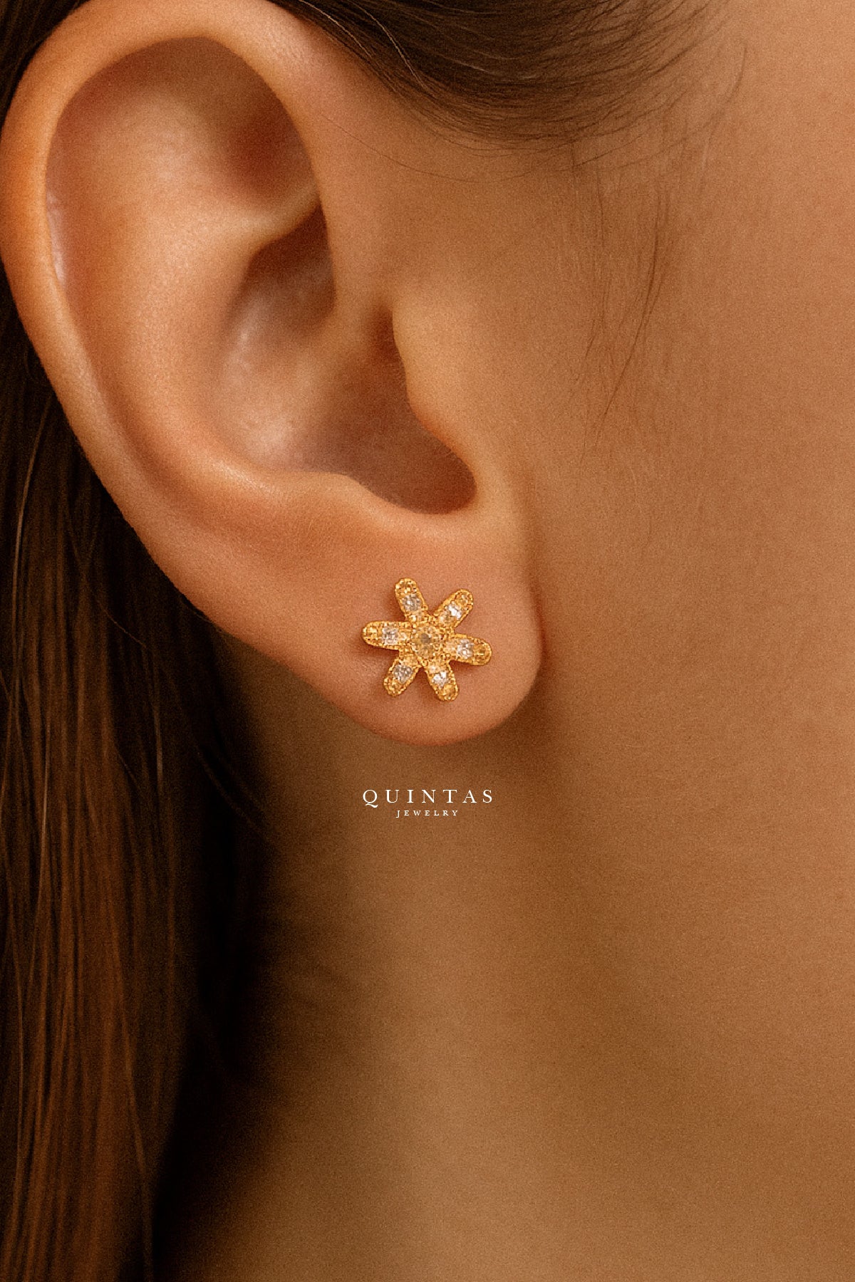 Maris Flower Charm Stud Earrings
