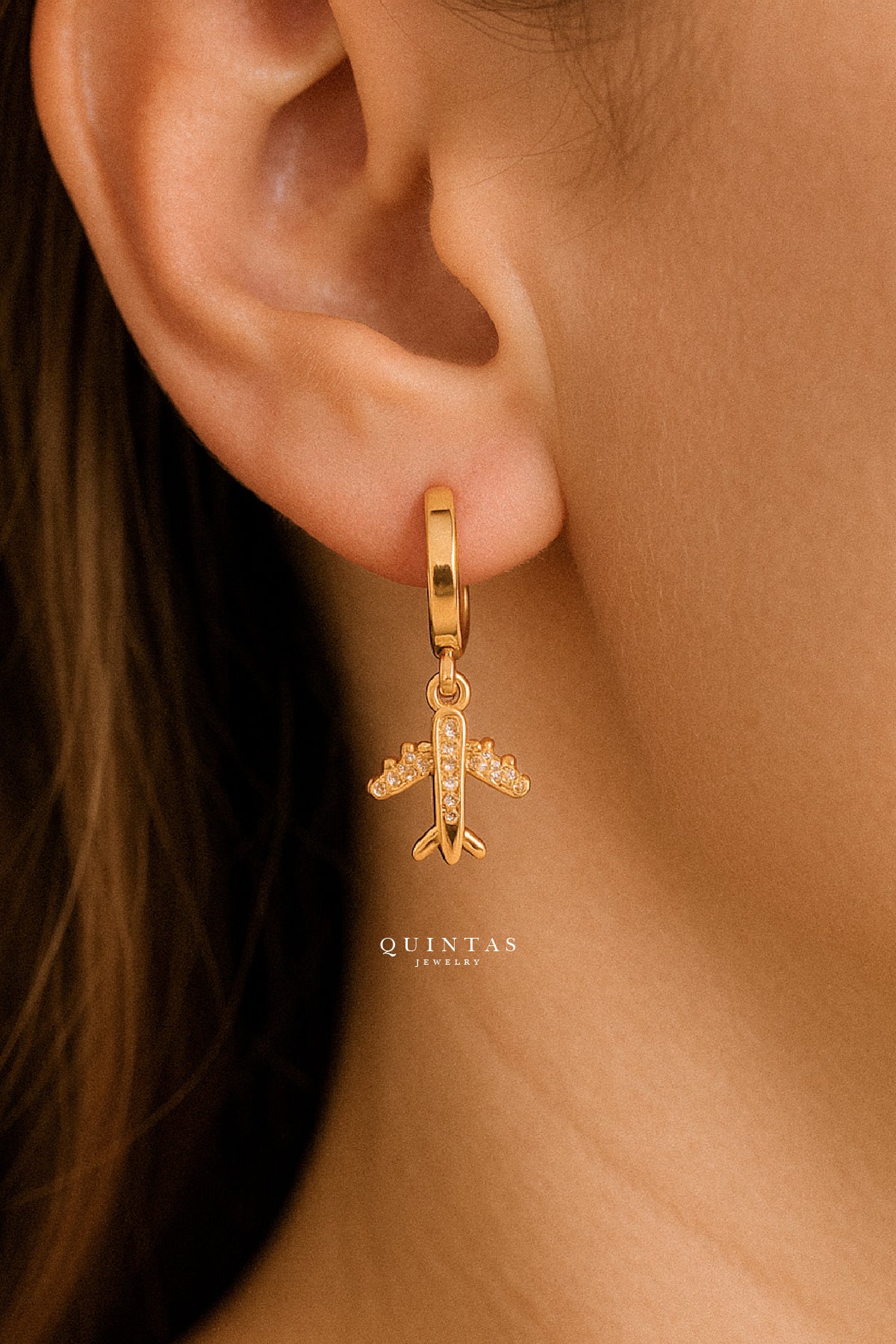 Wanderlust Airplane Hoop Earrings