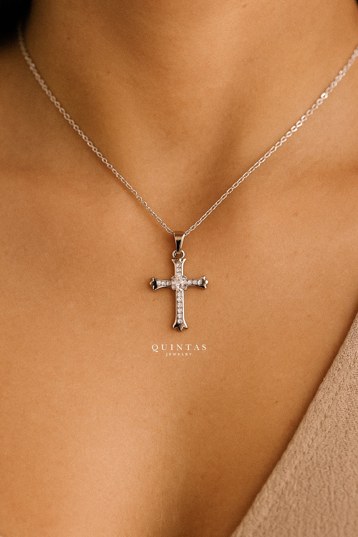 Faith Cross Diamond Silver Necklace