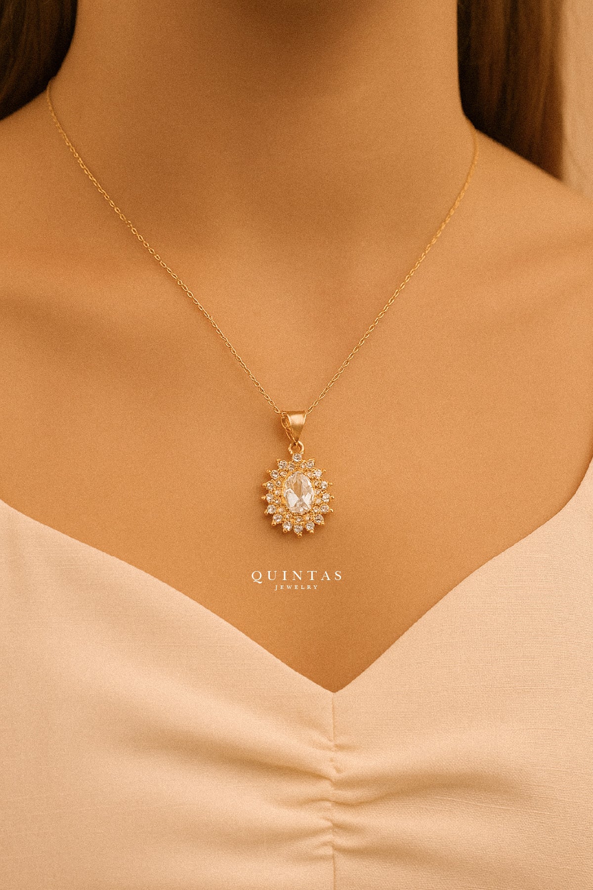 Aurora Diamond Halo Necklace