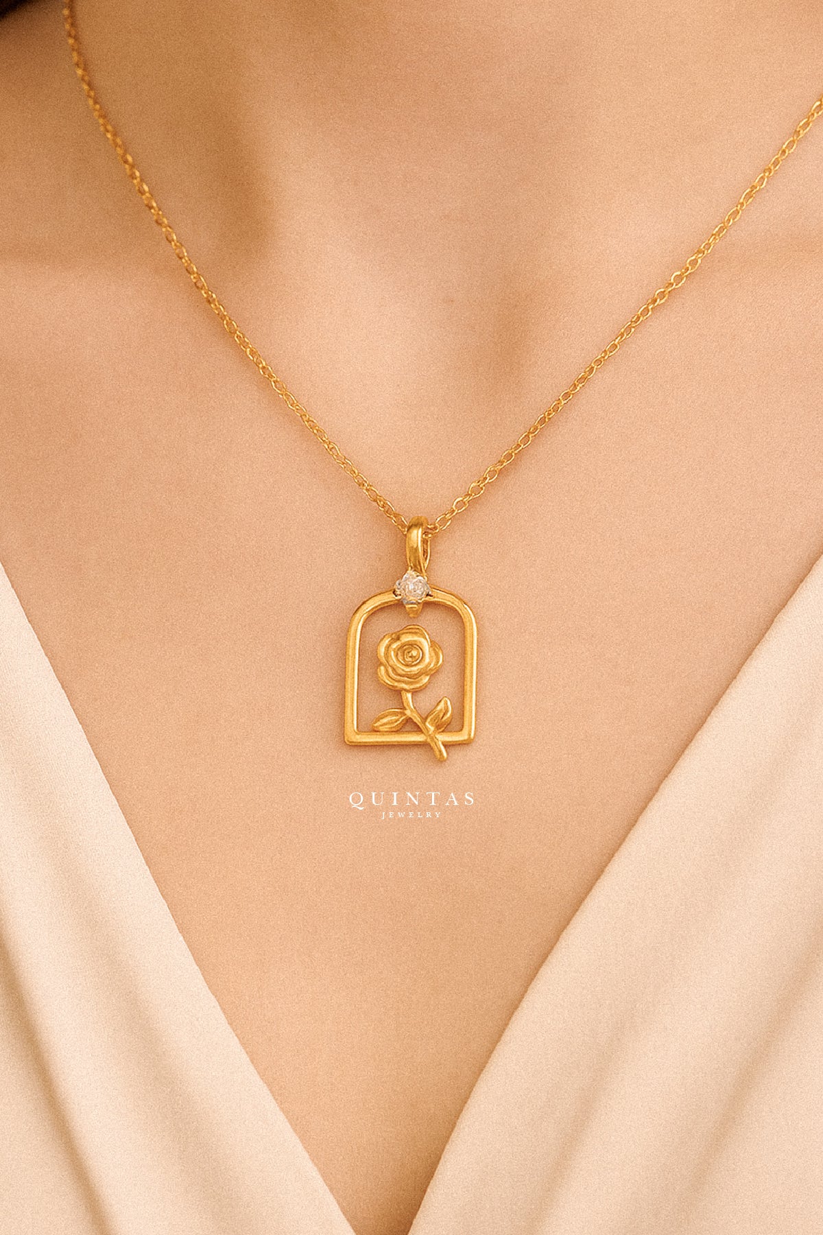 Belle's Diamond Rose Necklace