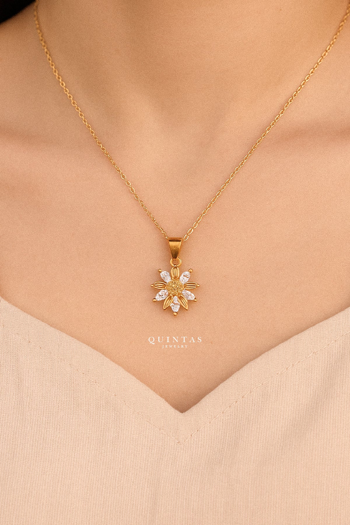 Mulan's Crystal Flower Necklace