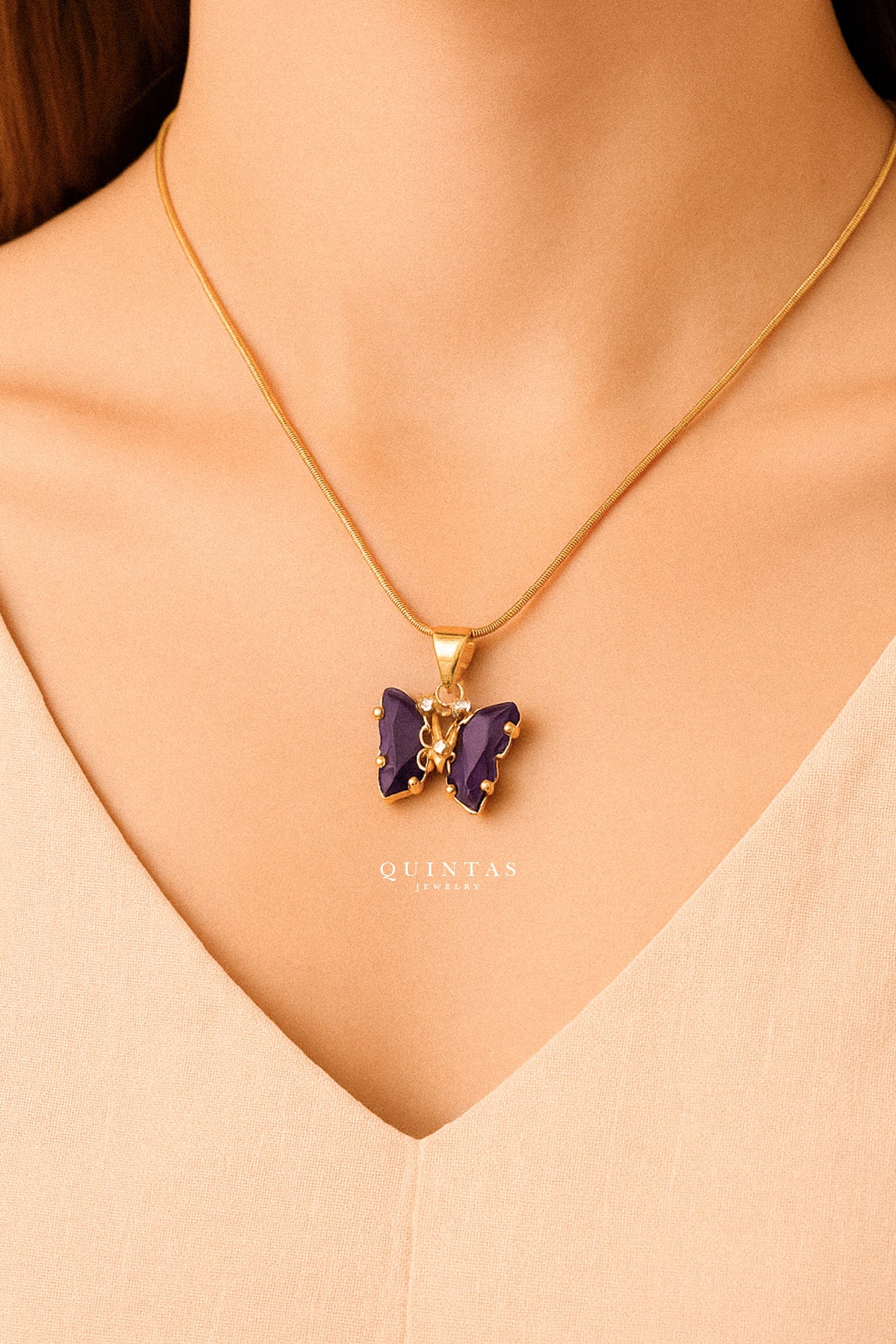 Gemstone Butterfly Necklace