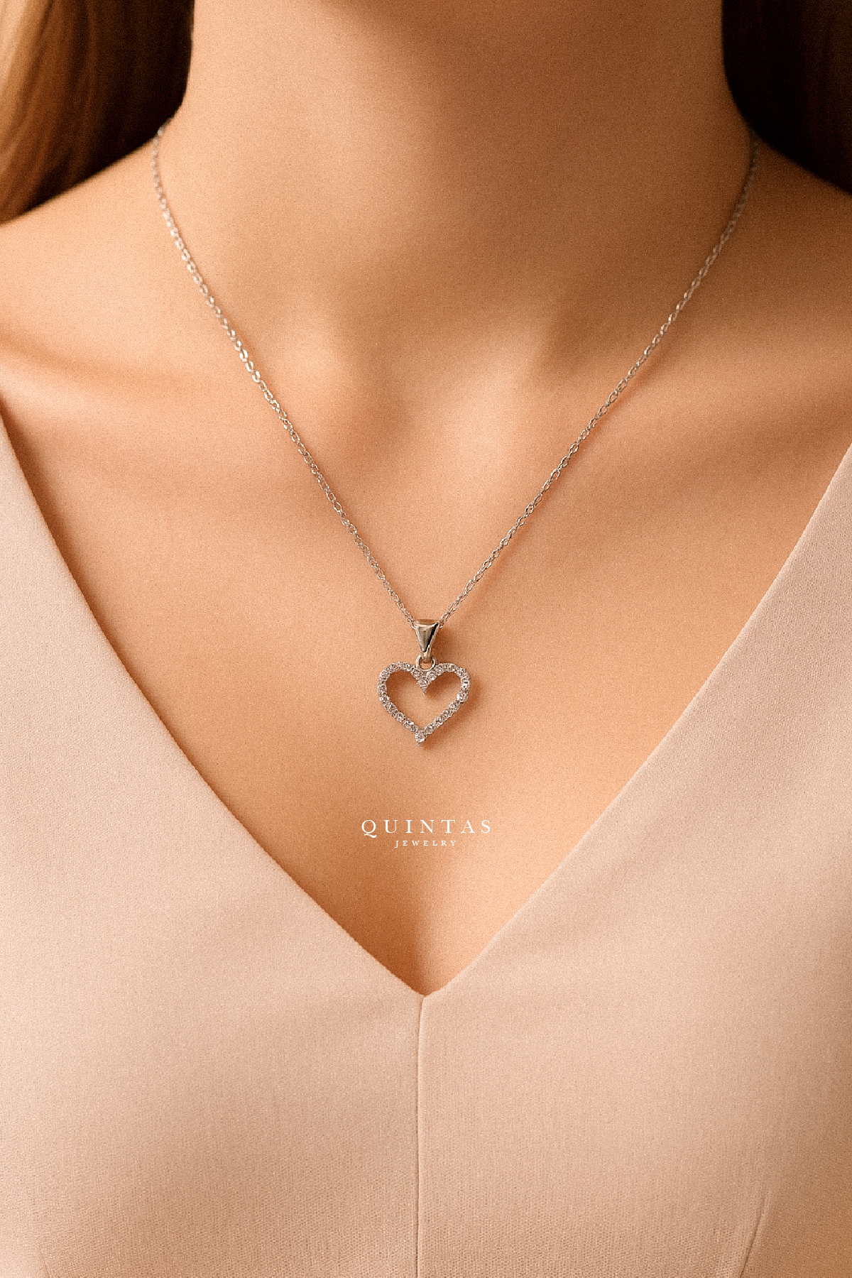 Althea Iced Heart Silver Necklace