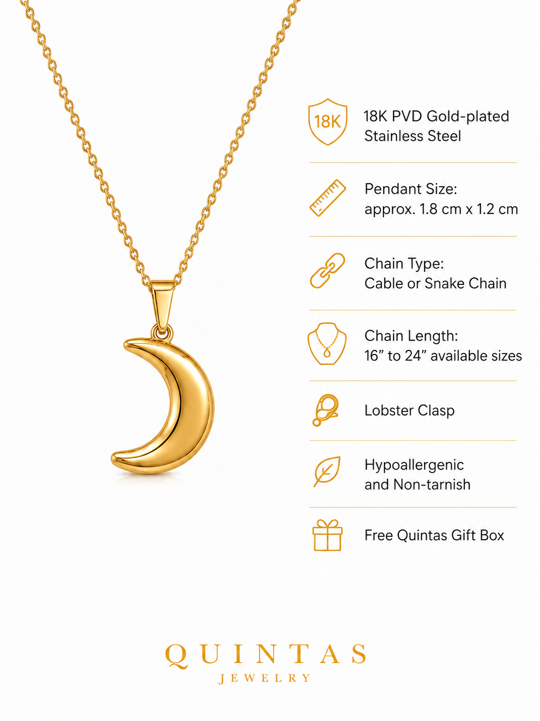 Classic Crescent Moon Necklace
