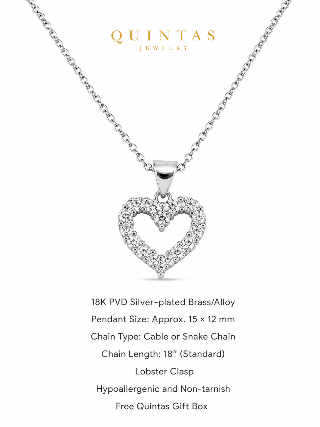 Iced Heart Silver Necklace