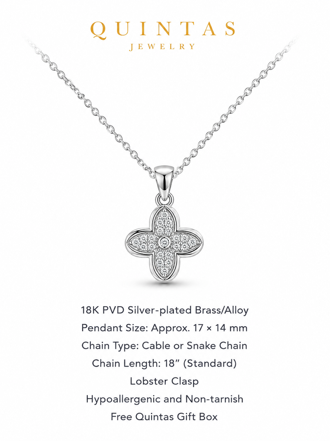 Silver Fortune Clover Necklace