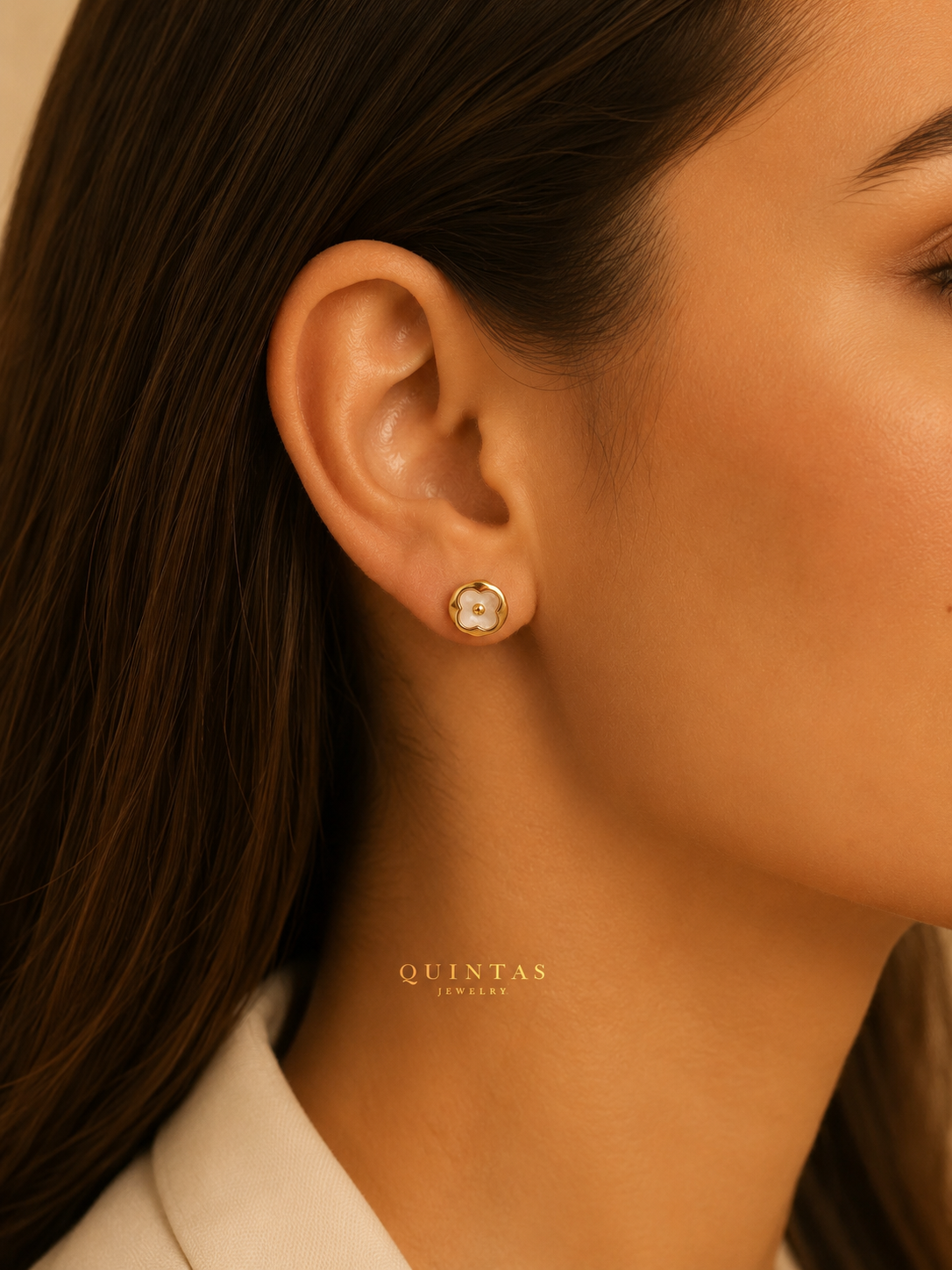 Ivory Clover Stud Earrings
