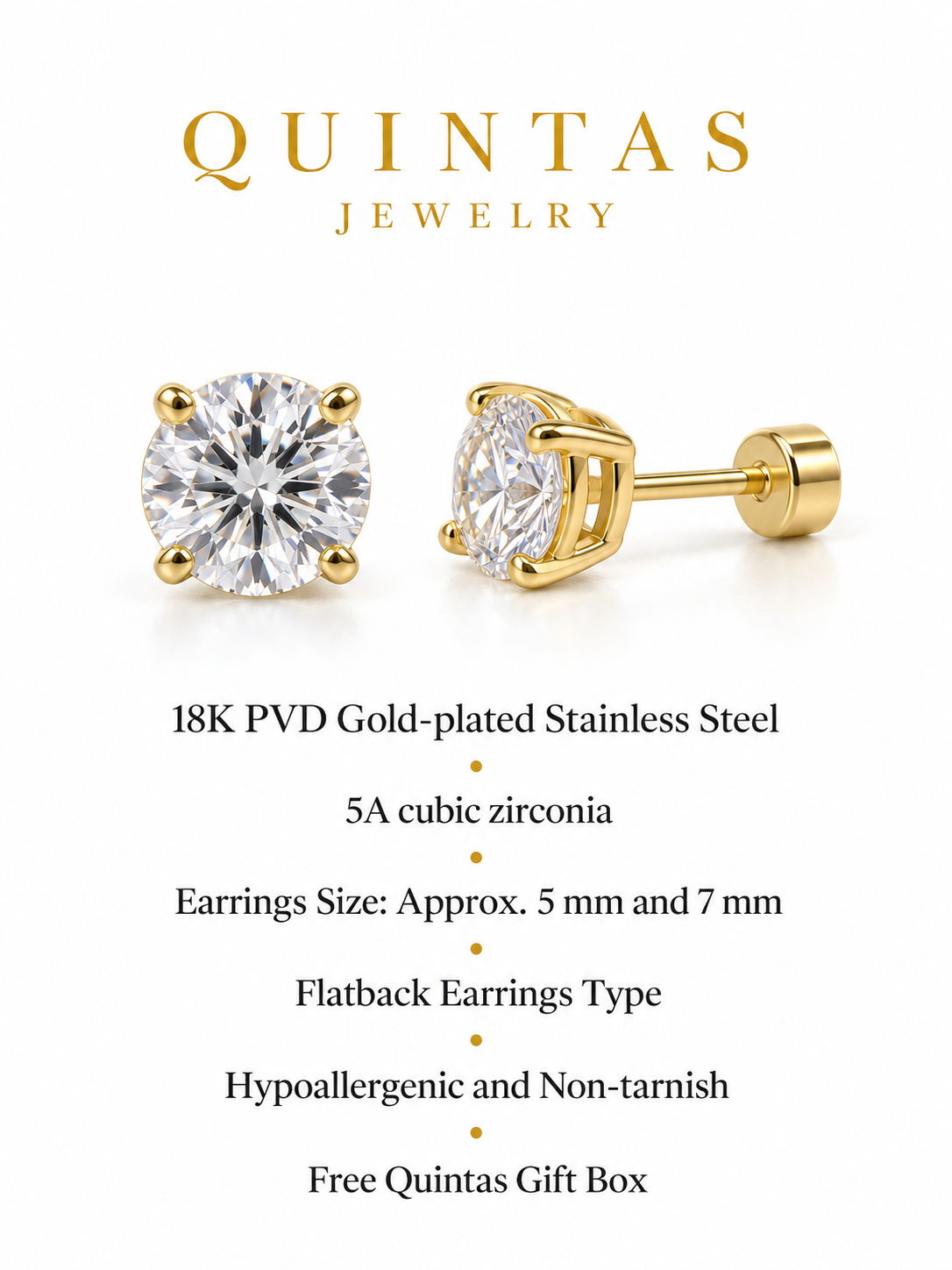 Classic Solitaire Flatback Earrings
