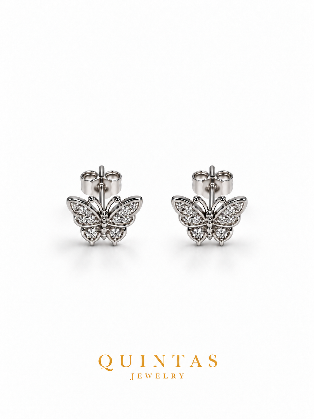 Mari Butterfly Silver Stud Earrings