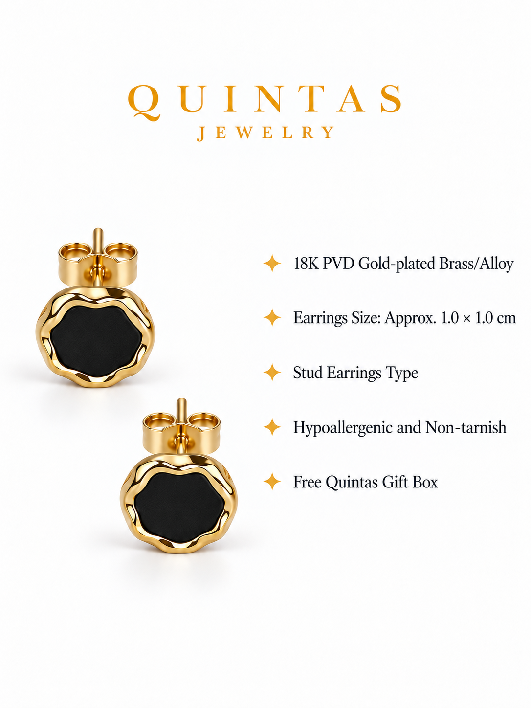 Orina Black Stud Earrings