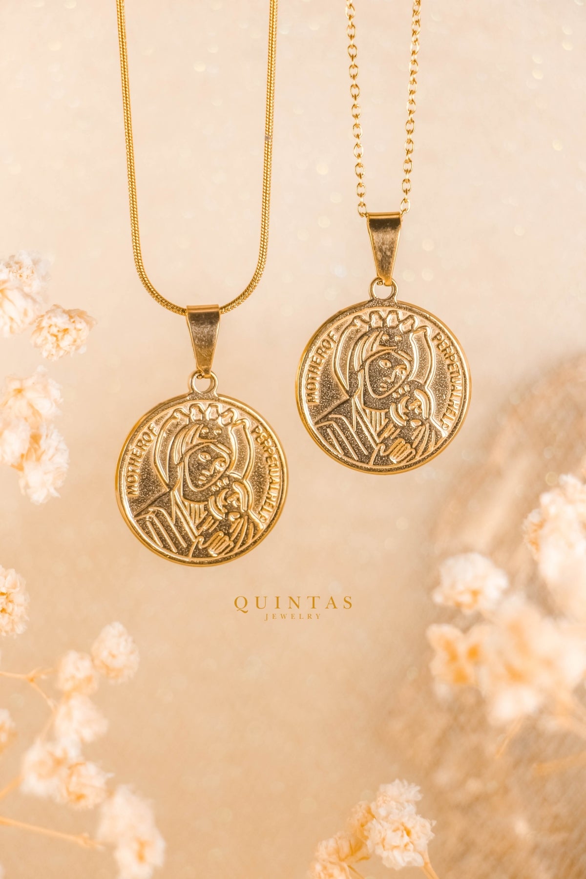 18k Gold Mother Of Perpetual Help Gold Necklace Mother Of