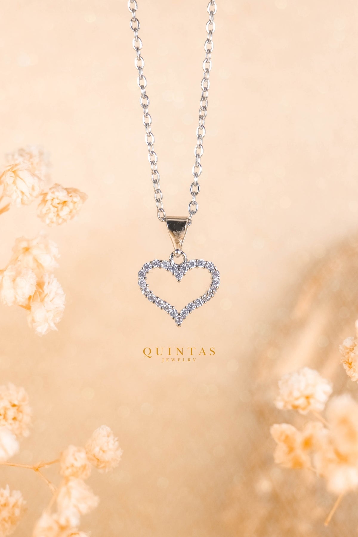 Althea Iced Heart Silver Necklace