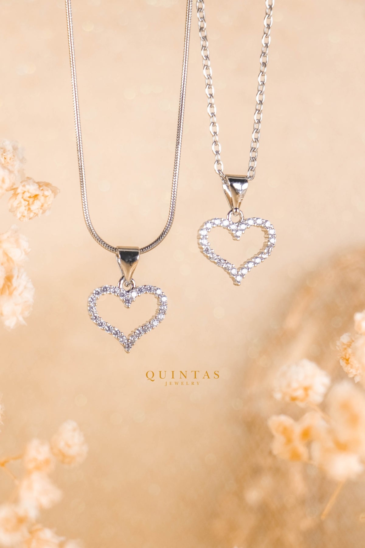 Althea Iced Heart Silver Necklace