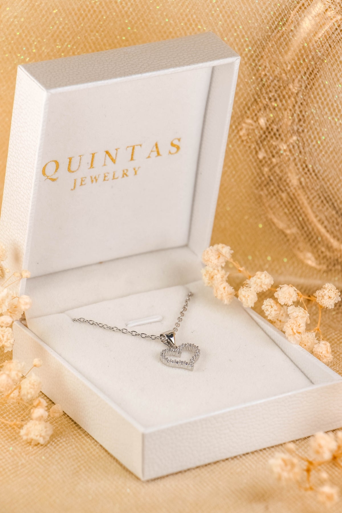 Althea Iced Heart Silver Necklace