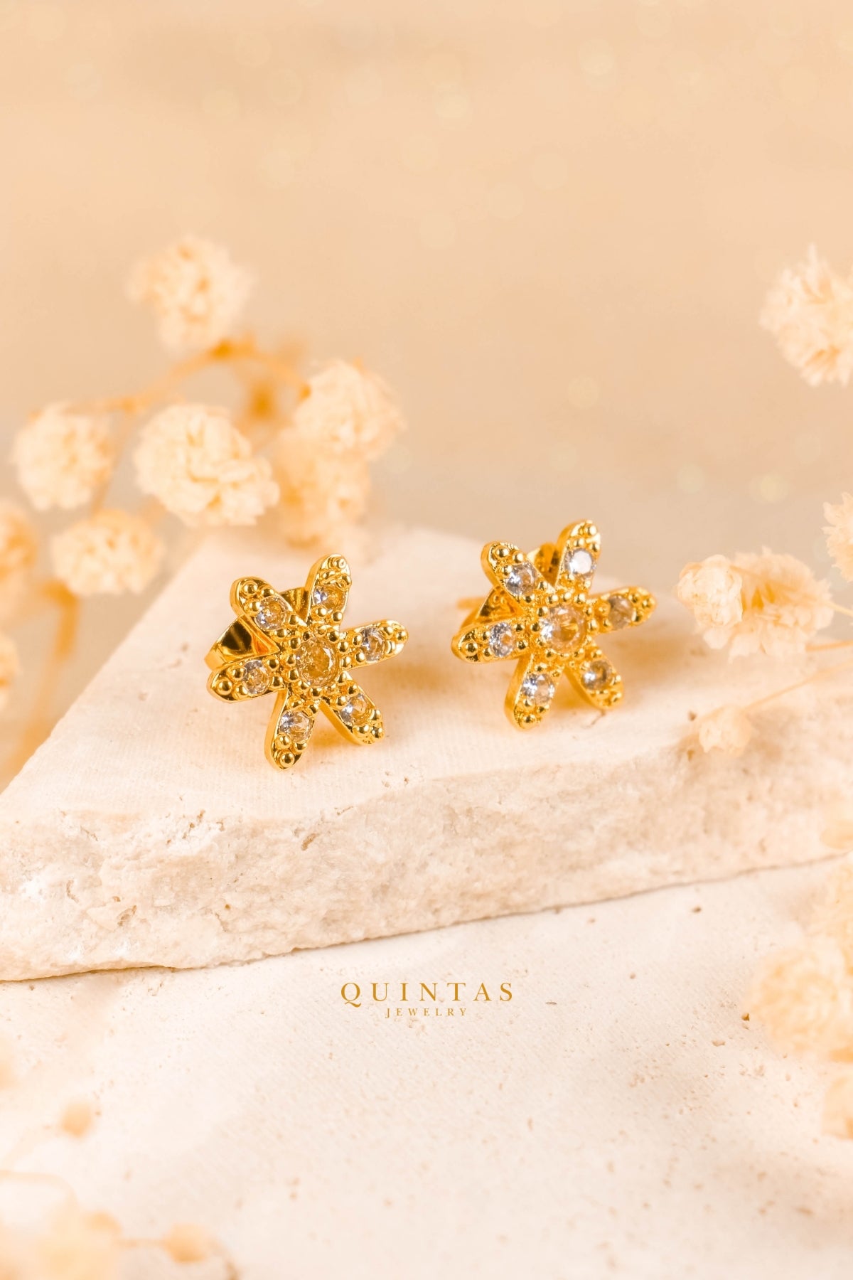 Maris Flower Charm Stud Earrings