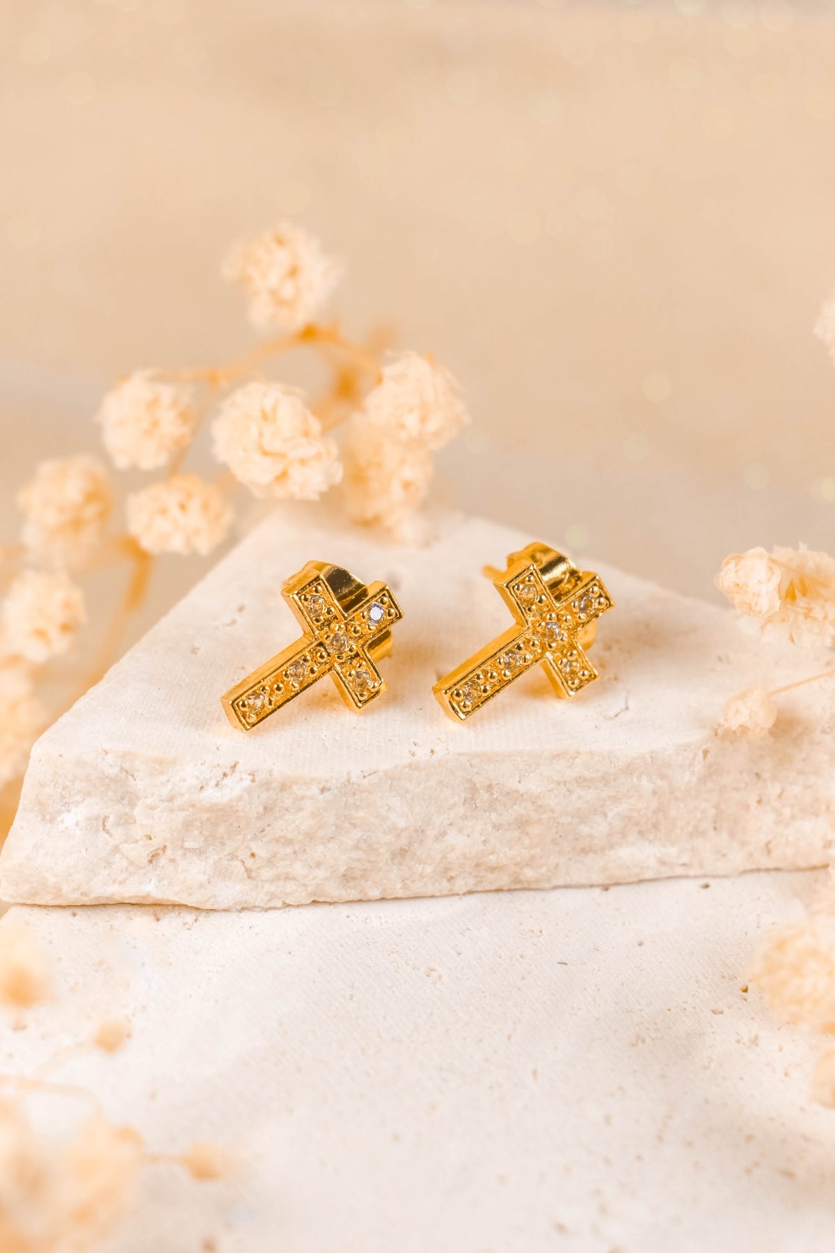 Elegant Cross Charm Stud Earrings