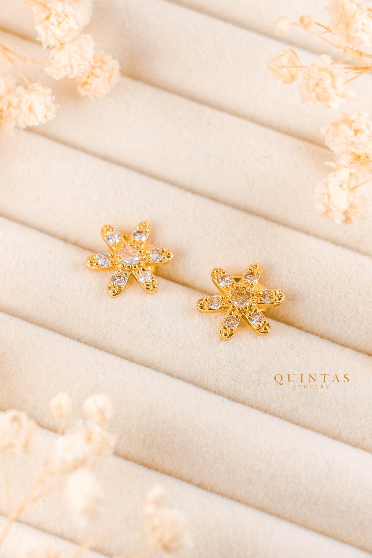 Maris Flower Charm Stud Earrings