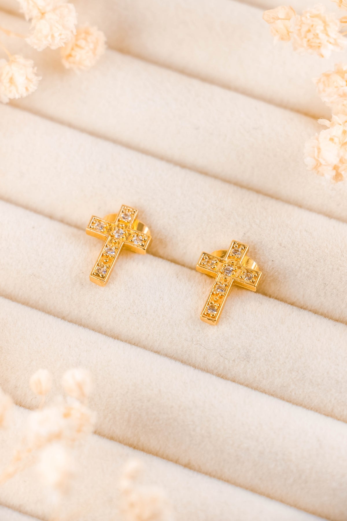 Elegant Cross Charm Stud Earrings