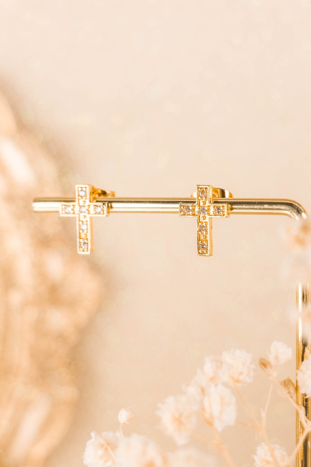 Elegant Cross Charm Stud Earrings