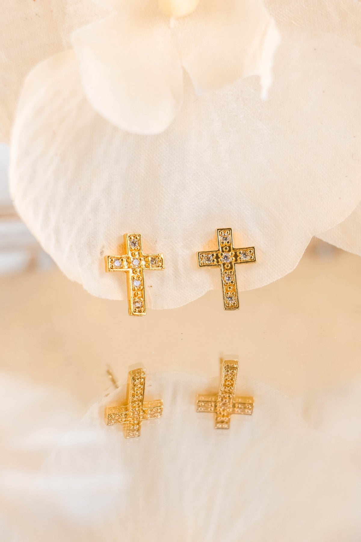 Elegant Cross Charm Stud Earrings