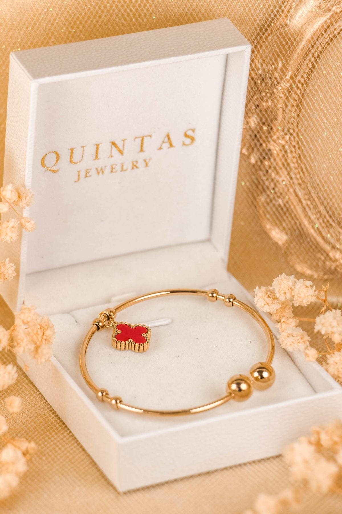 Four Leaf Clover Charm Bangle Bracelet
