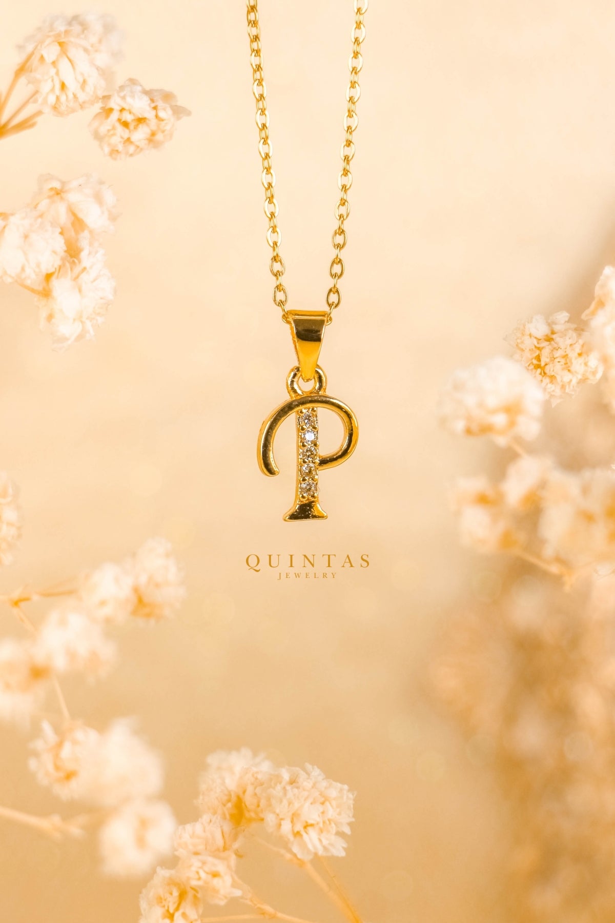 QUINTAS Letter Initial Necklace