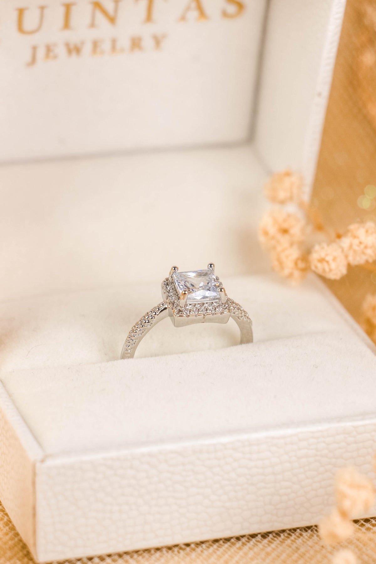 Catherine's Royal Diamond Silver Ring (Adjustable)