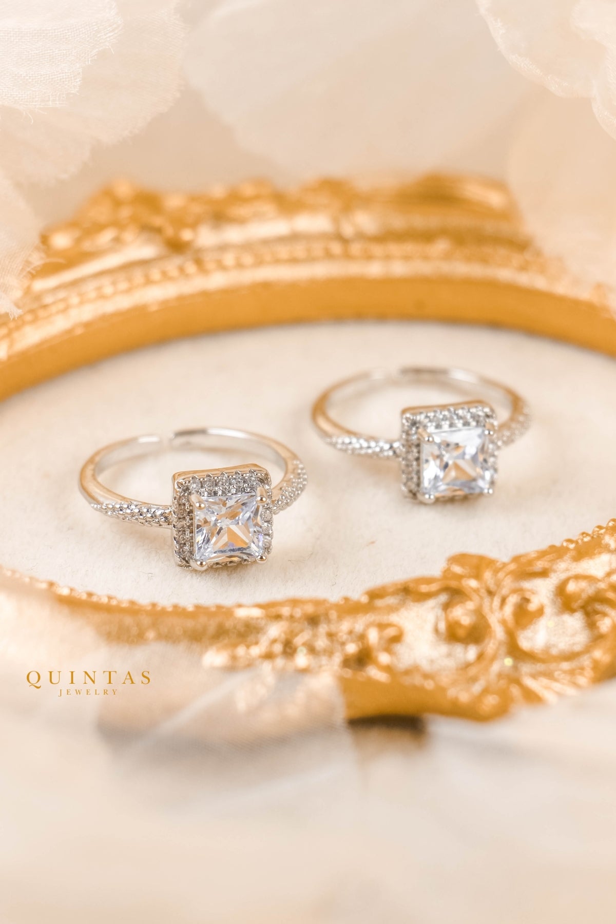 Catherine's Royal Diamond Silver Ring (Adjustable)
