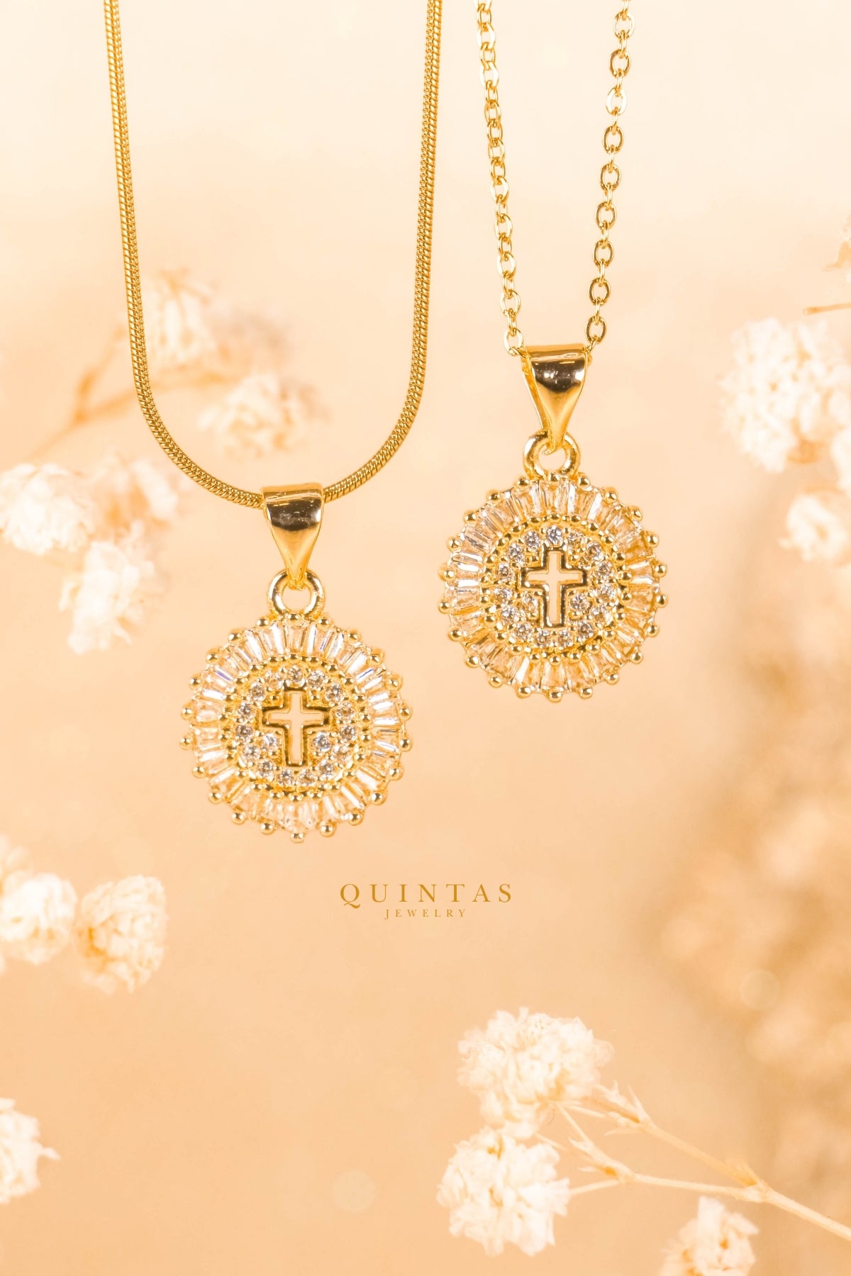 Cross Diamond Halo Necklace