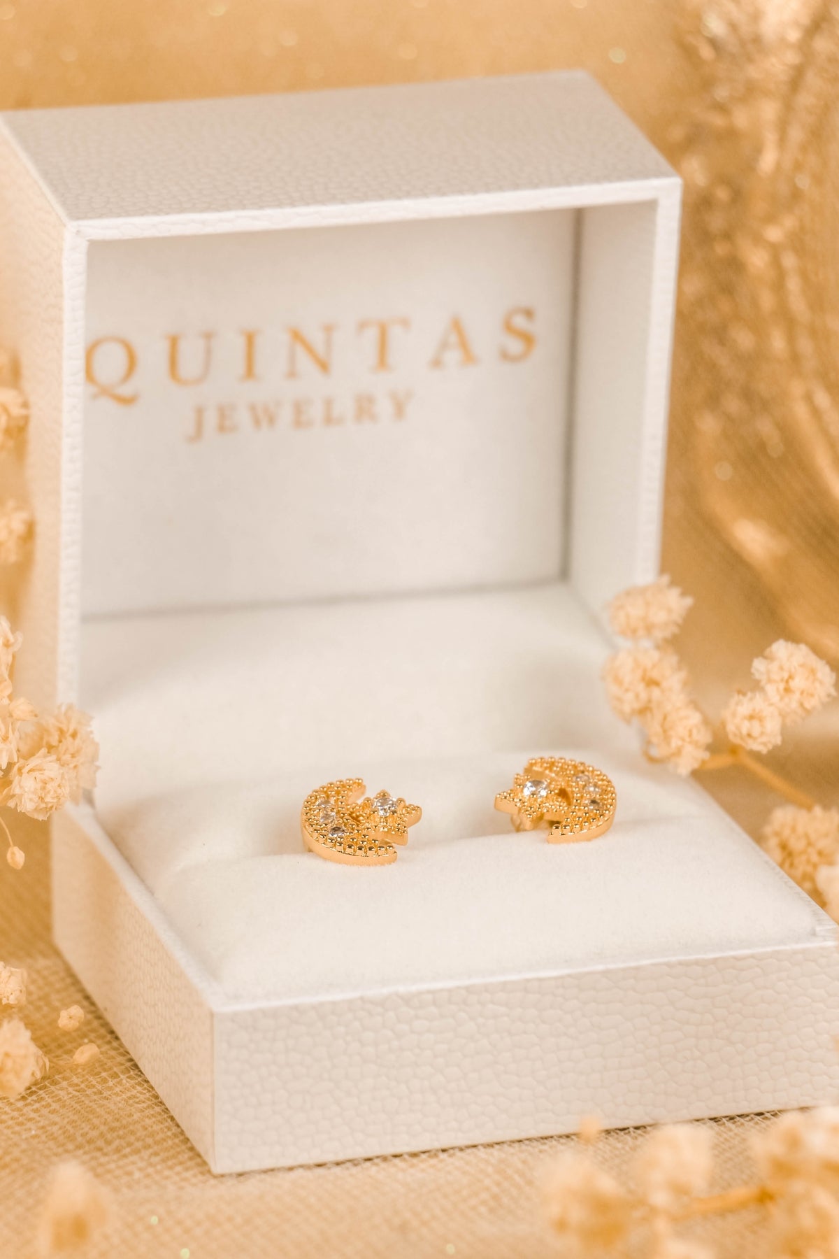 Astrid Moon and Star Rose Gold Stud Earrings