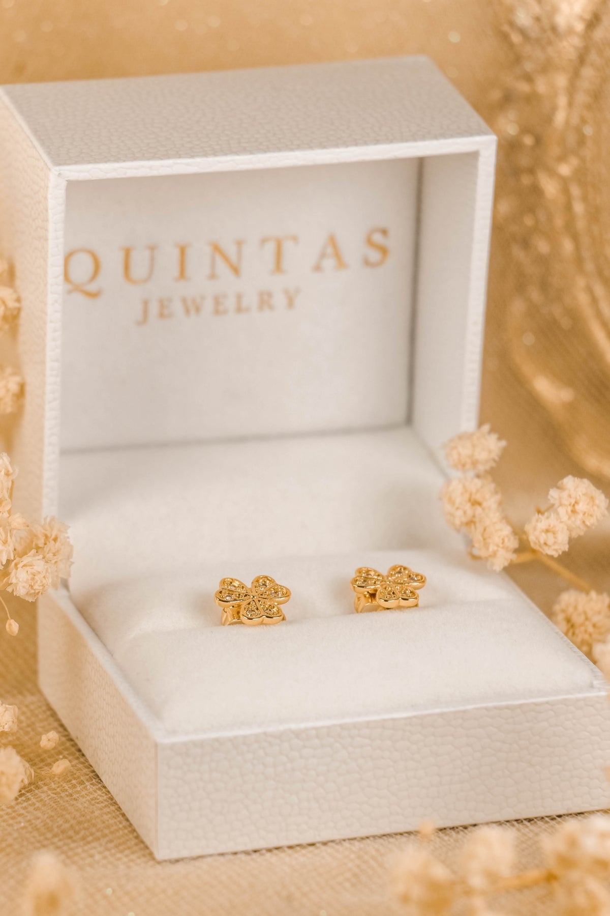 Lucky Clover Gold Stud Earrings