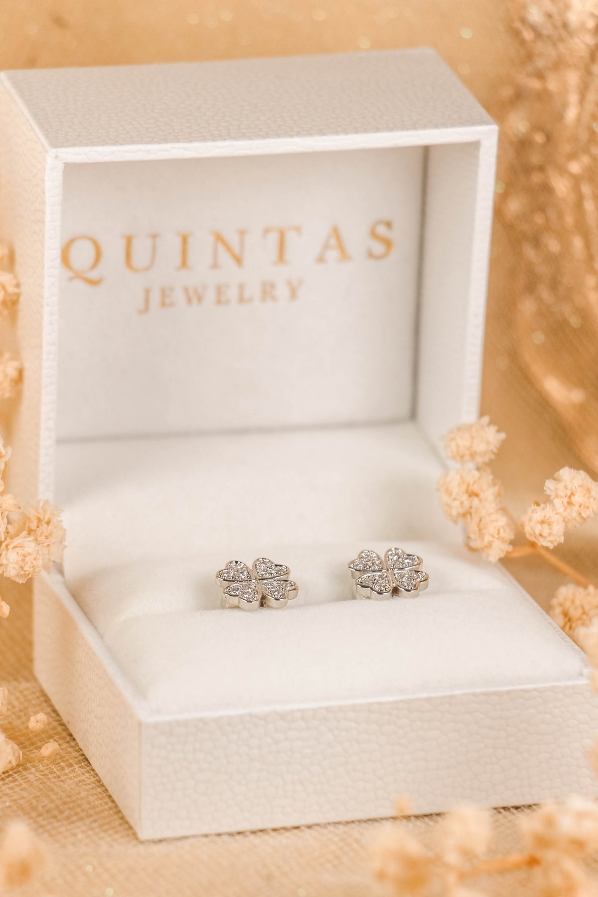 Lucky Clover Silver Stud Earrings