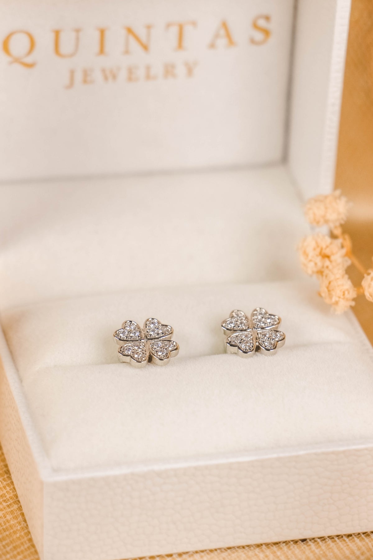 Lucky Clover Silver Stud Earrings