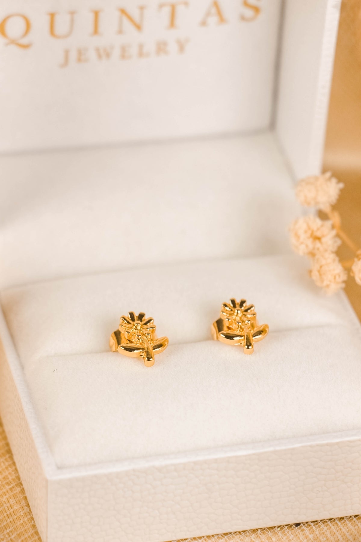 Sunflower Charm Stud Earrings