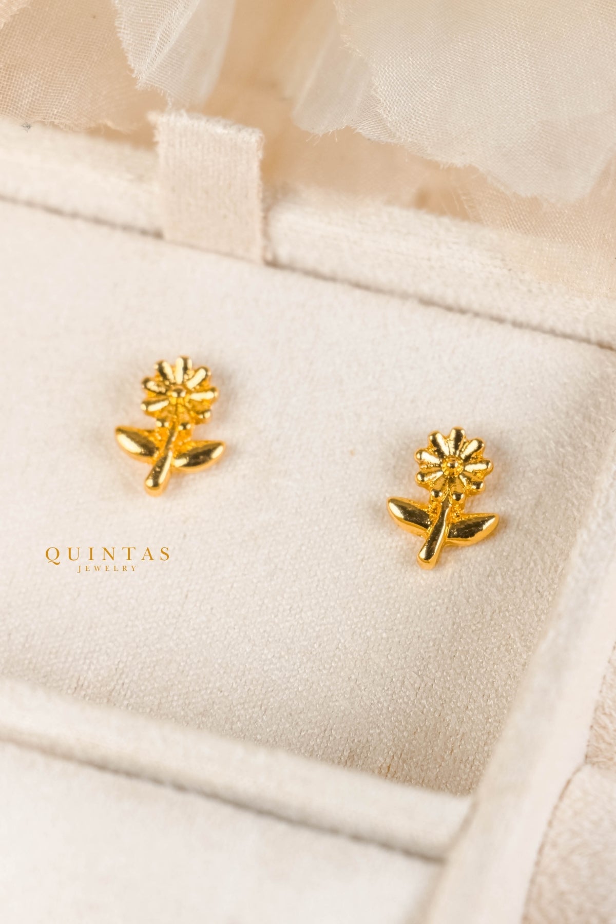 Sunflower Charm Stud Earrings