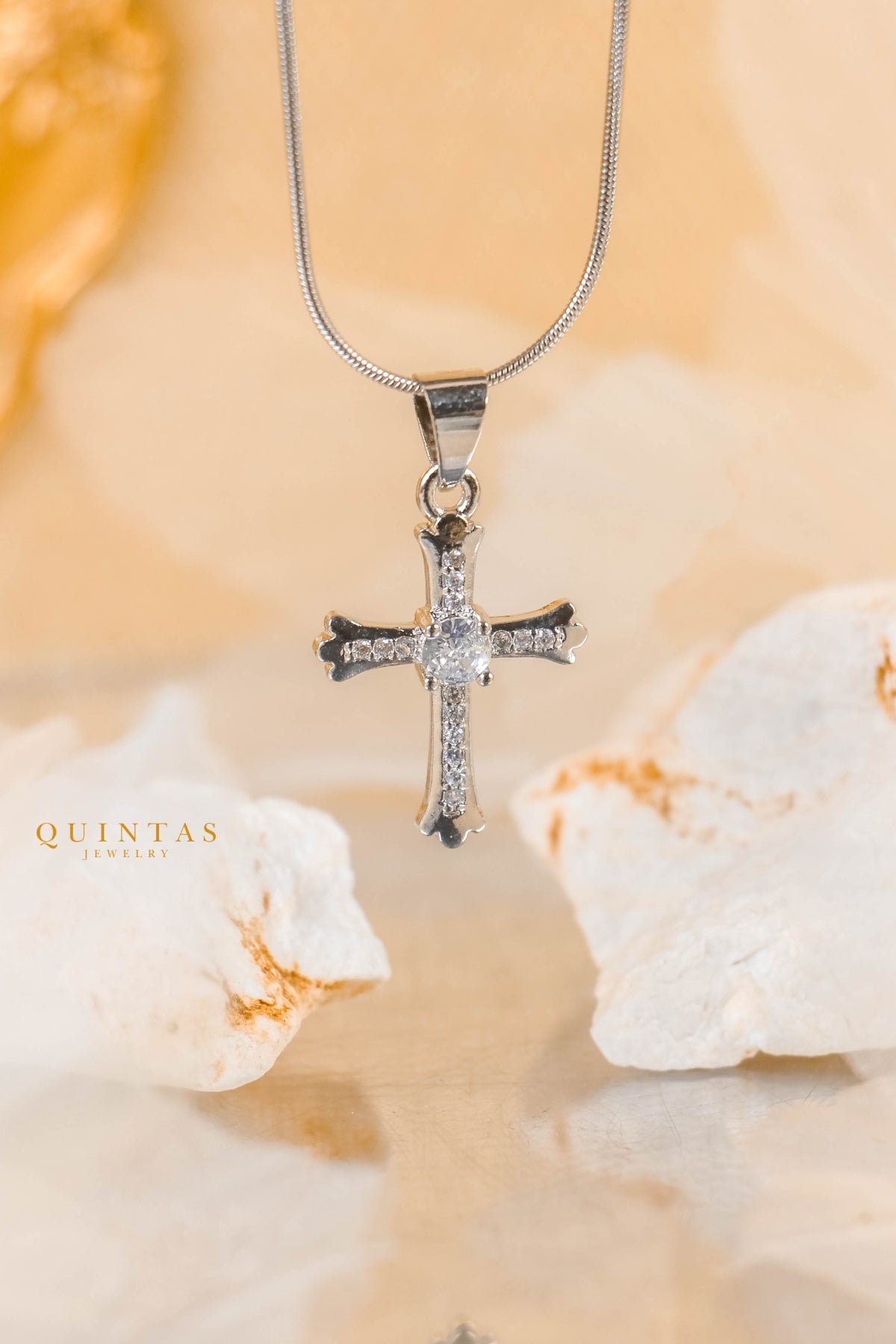 Faith Cross Diamond Silver Necklace
