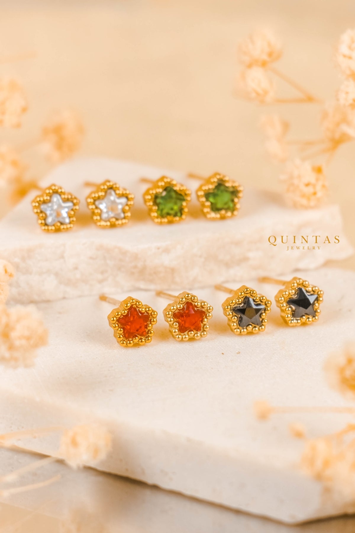 Star Gem Stud Earrings
