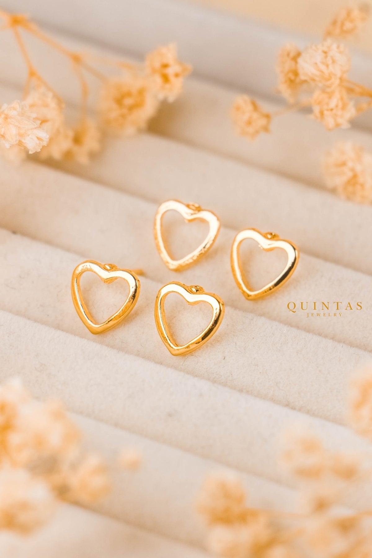 Sweetheart Gold Stud Earrings
