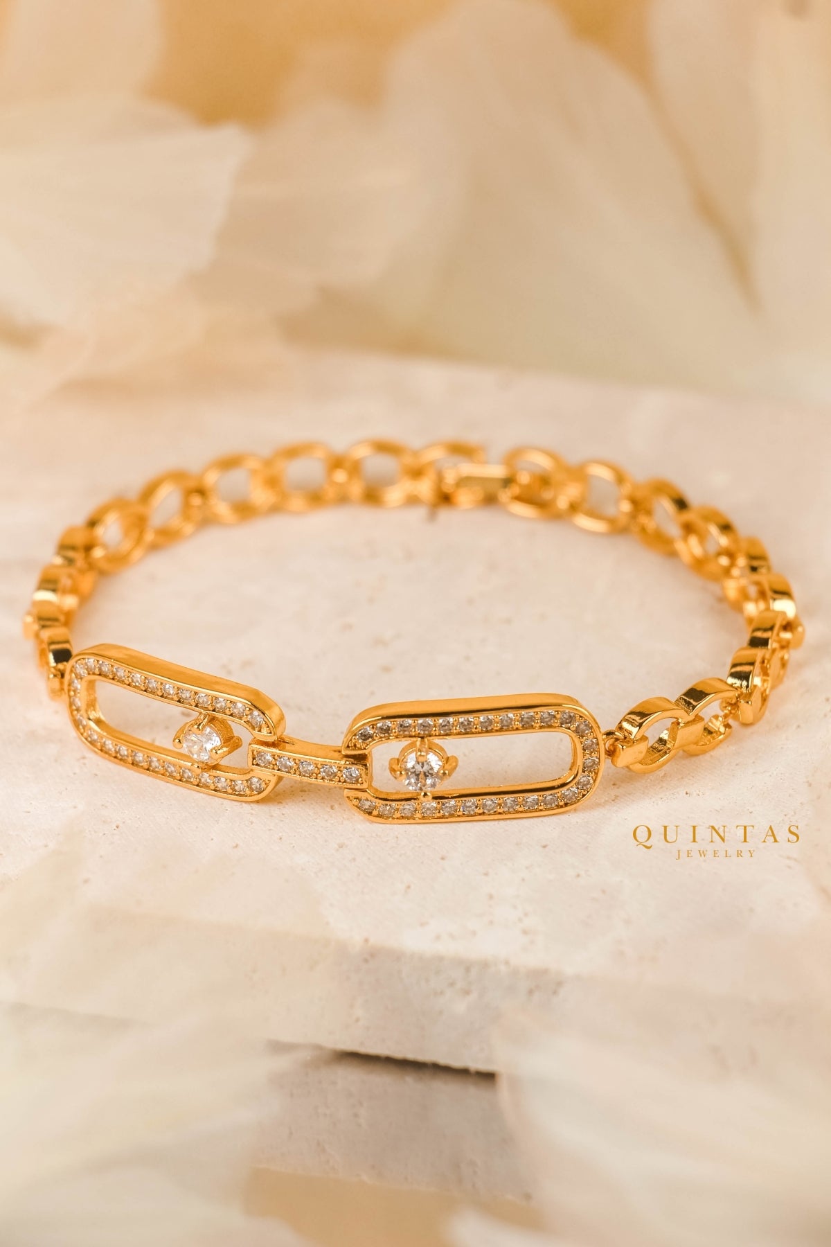 Classic Double Diamond Link Bracelet