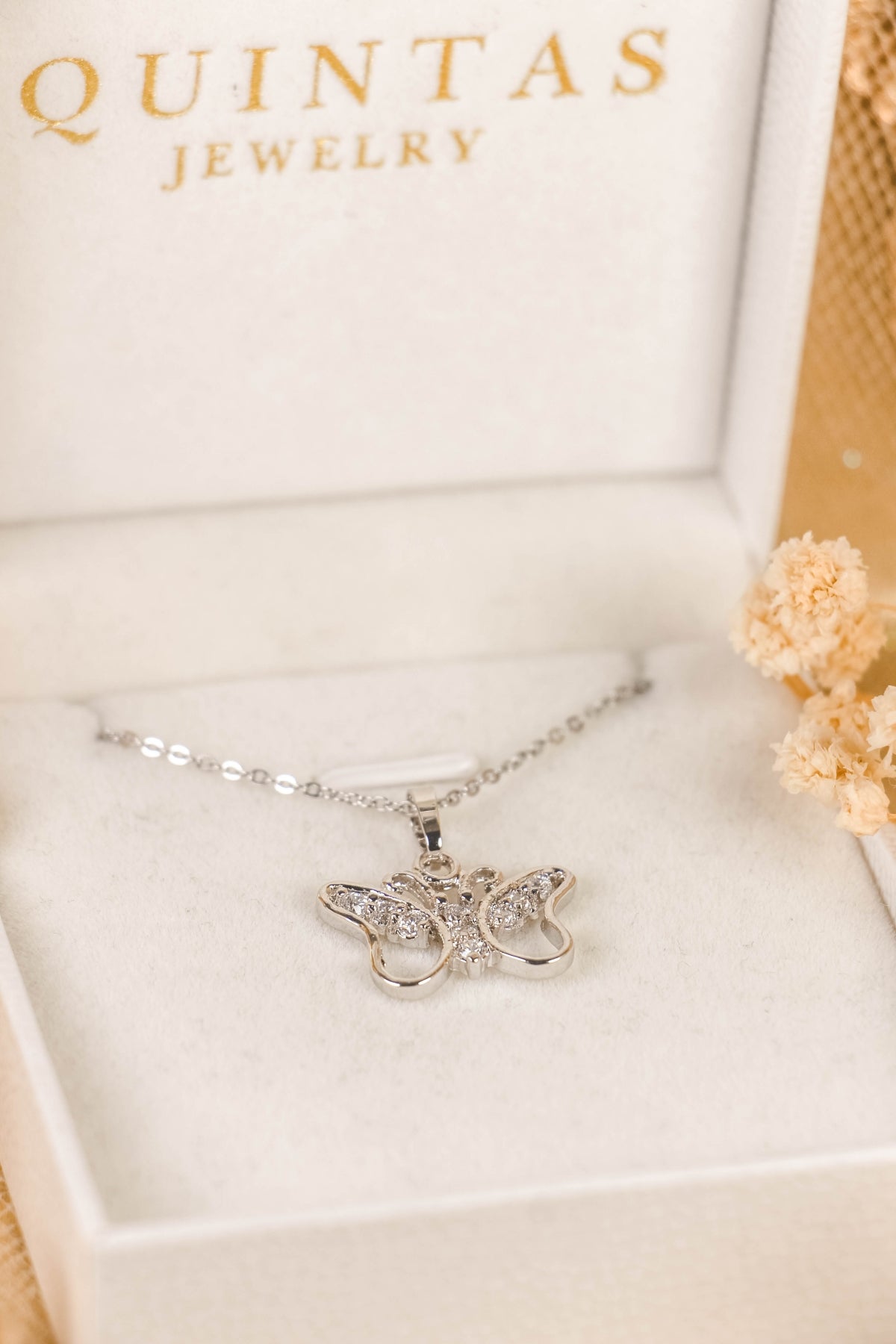 Mariposa Crystal Silver Necklace