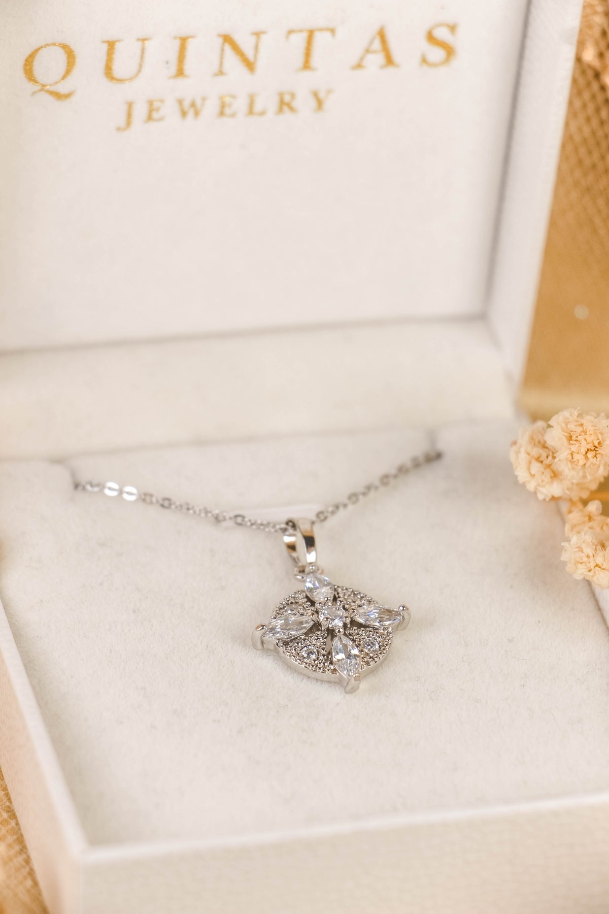 Flower Halo Silver Necklace