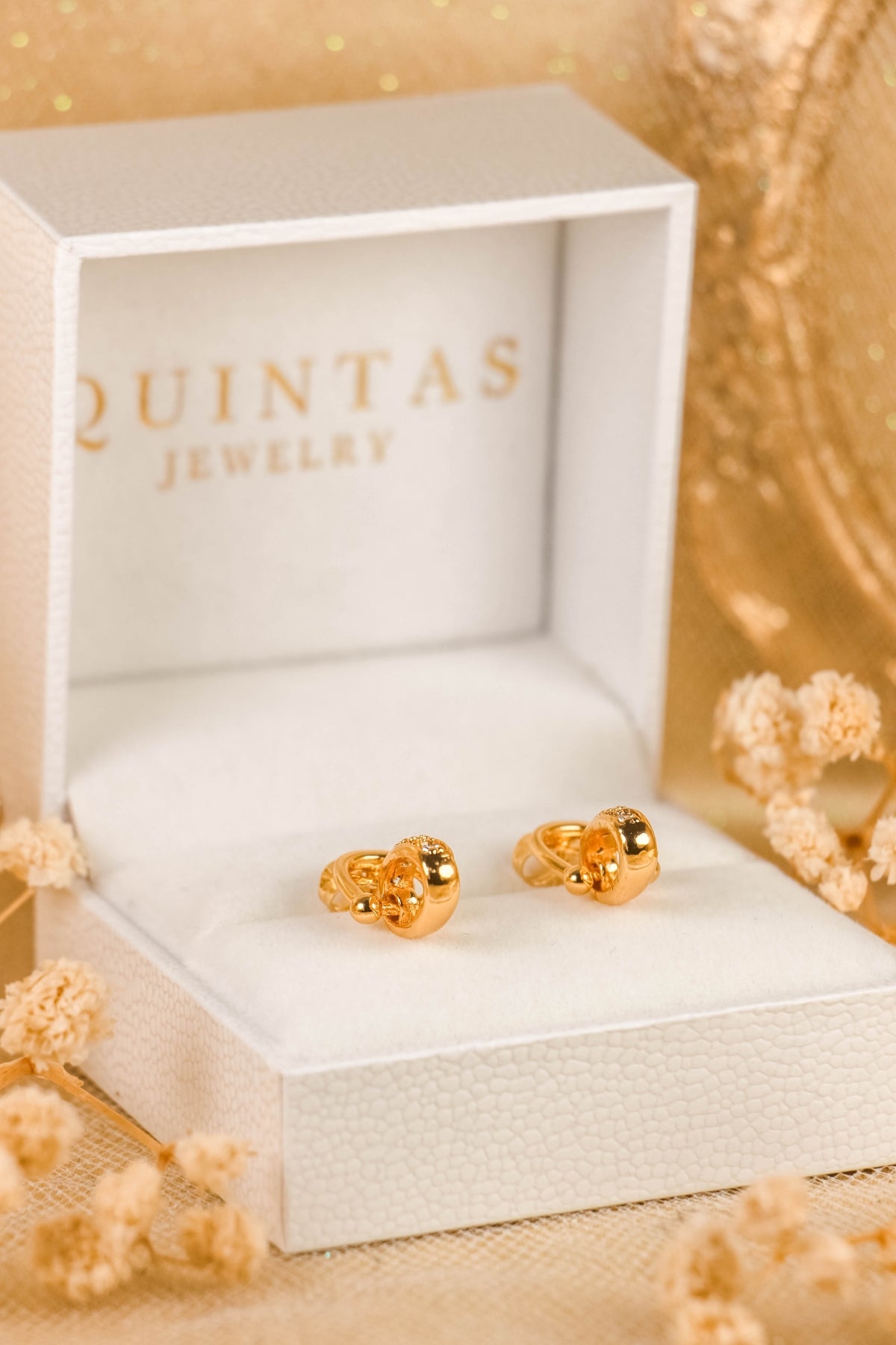Aera Gold Lock Stud Earrings