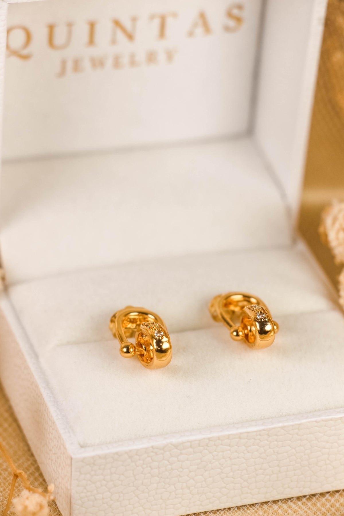 Aera Gold Lock Stud Earrings