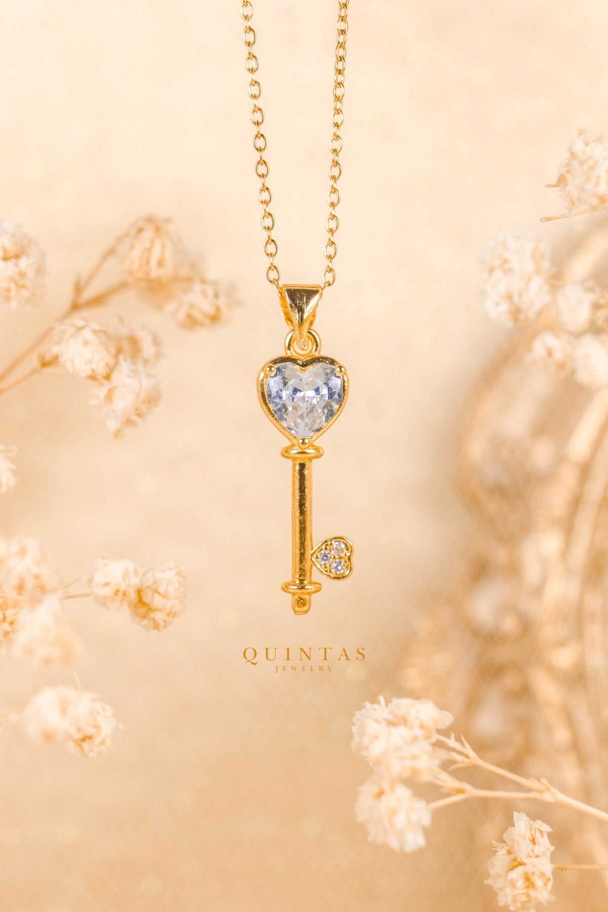 Key Diamond Heart Necklace
