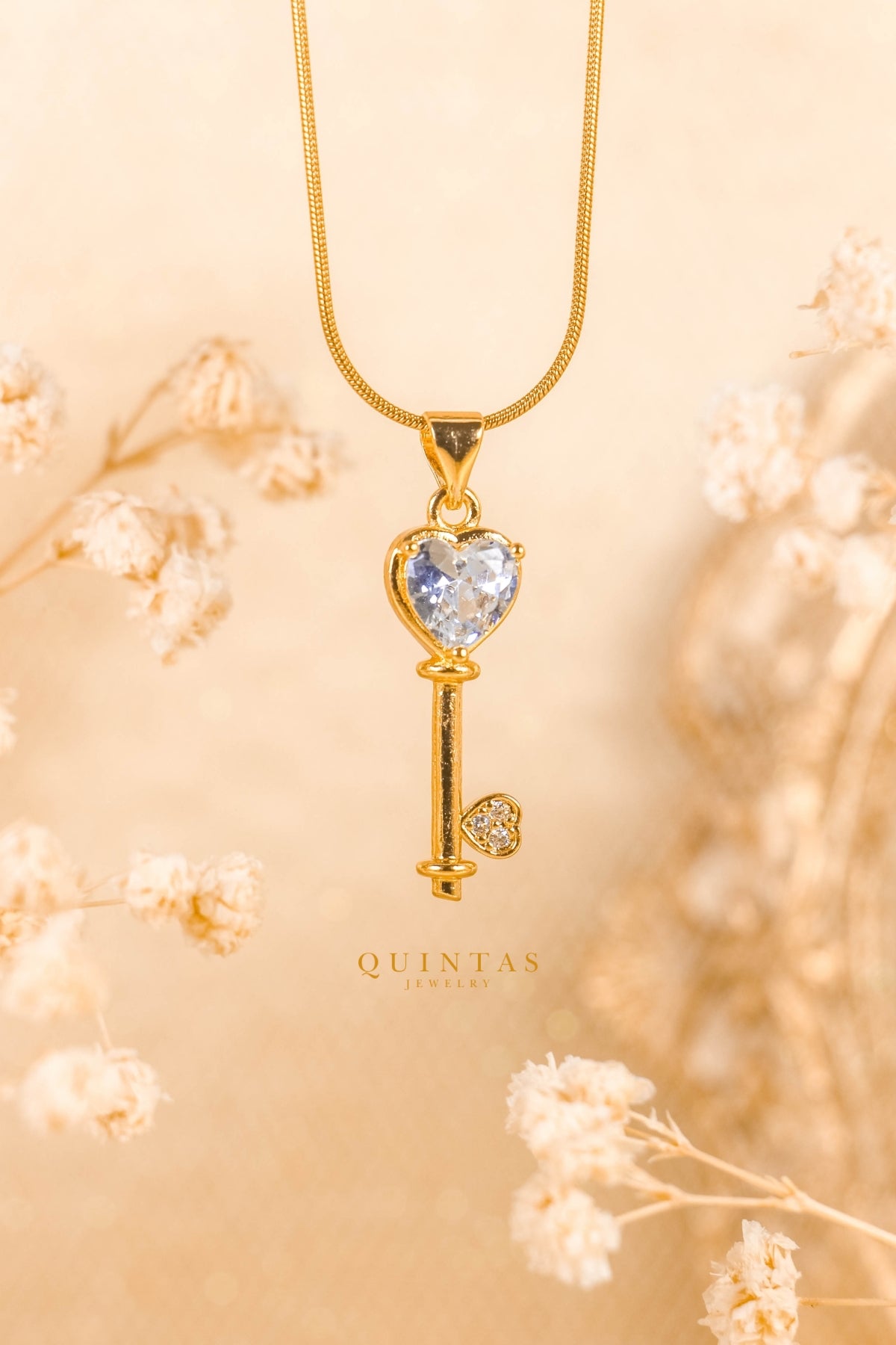 Key Diamond Heart Necklace
