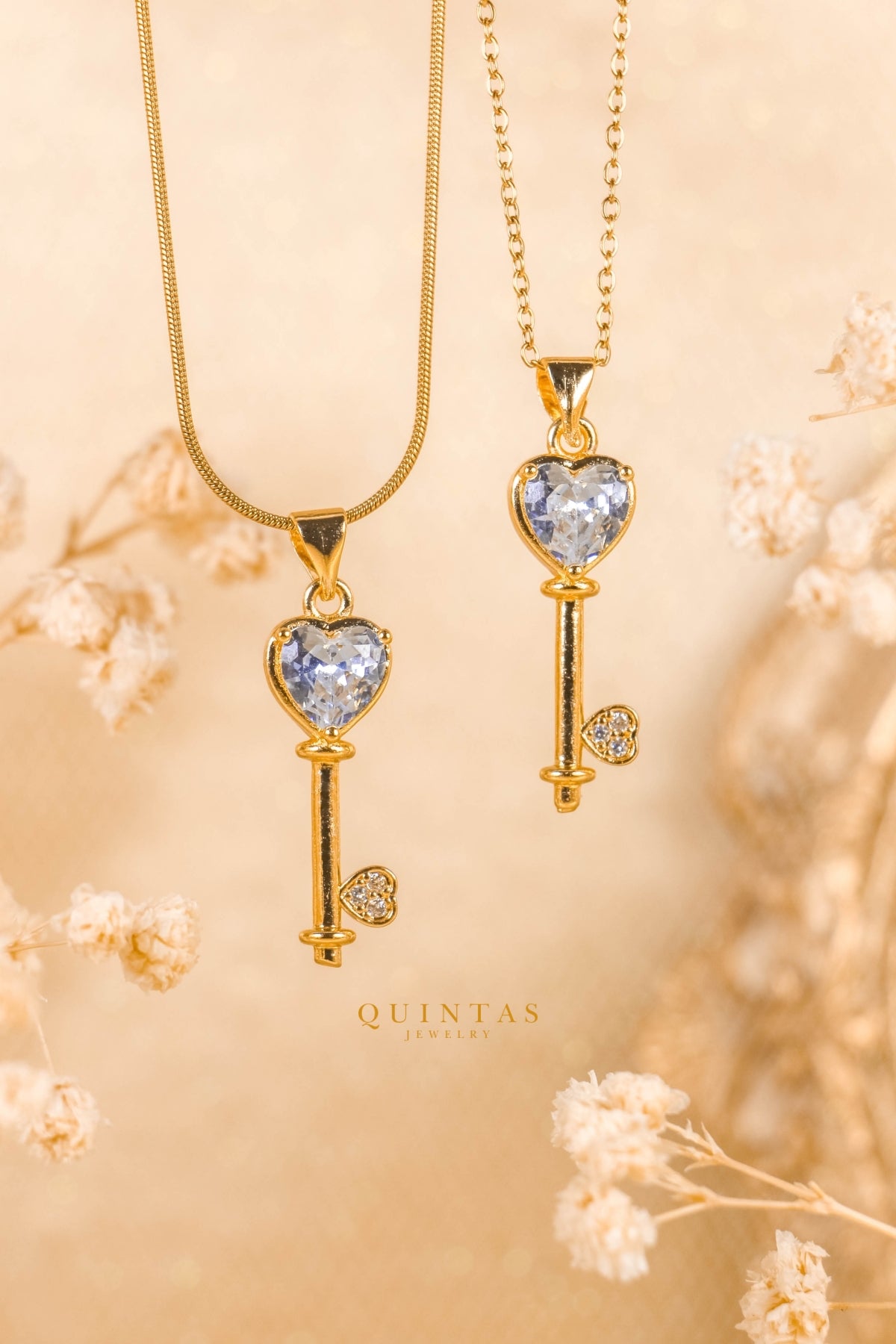 Key Diamond Heart Necklace